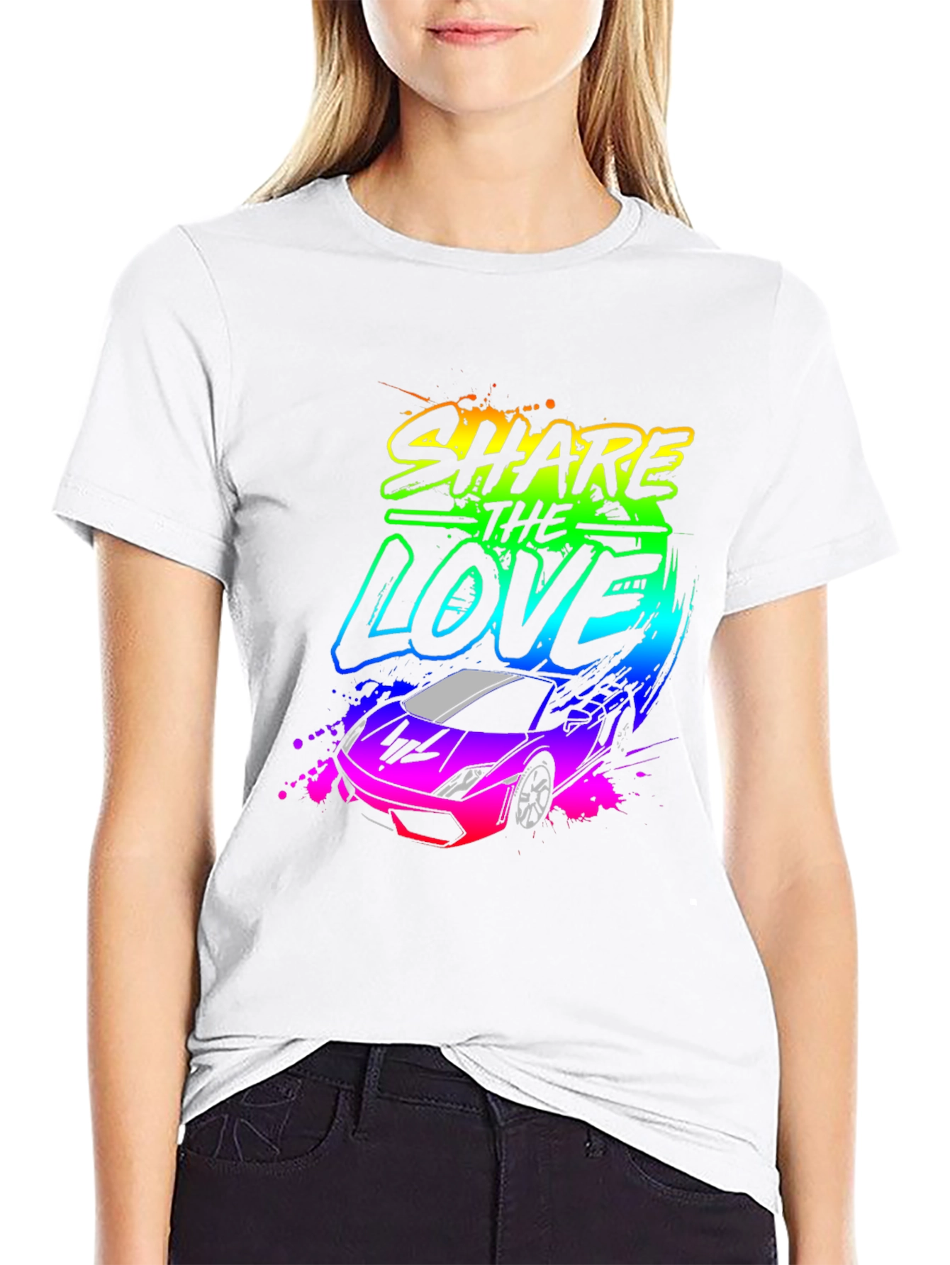 Share The Love Car Graphic Black T-Shirt