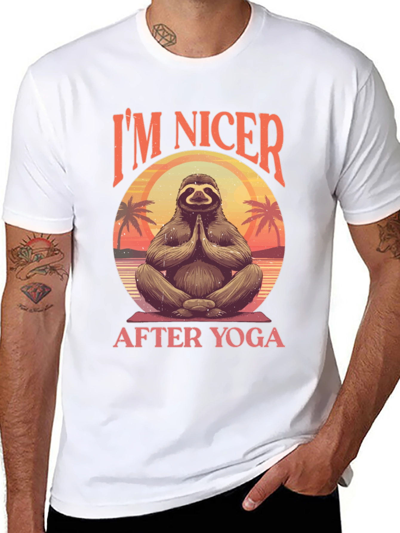 Mens Sloth Yoga Graphic Tee - Im Nicer After Yoga