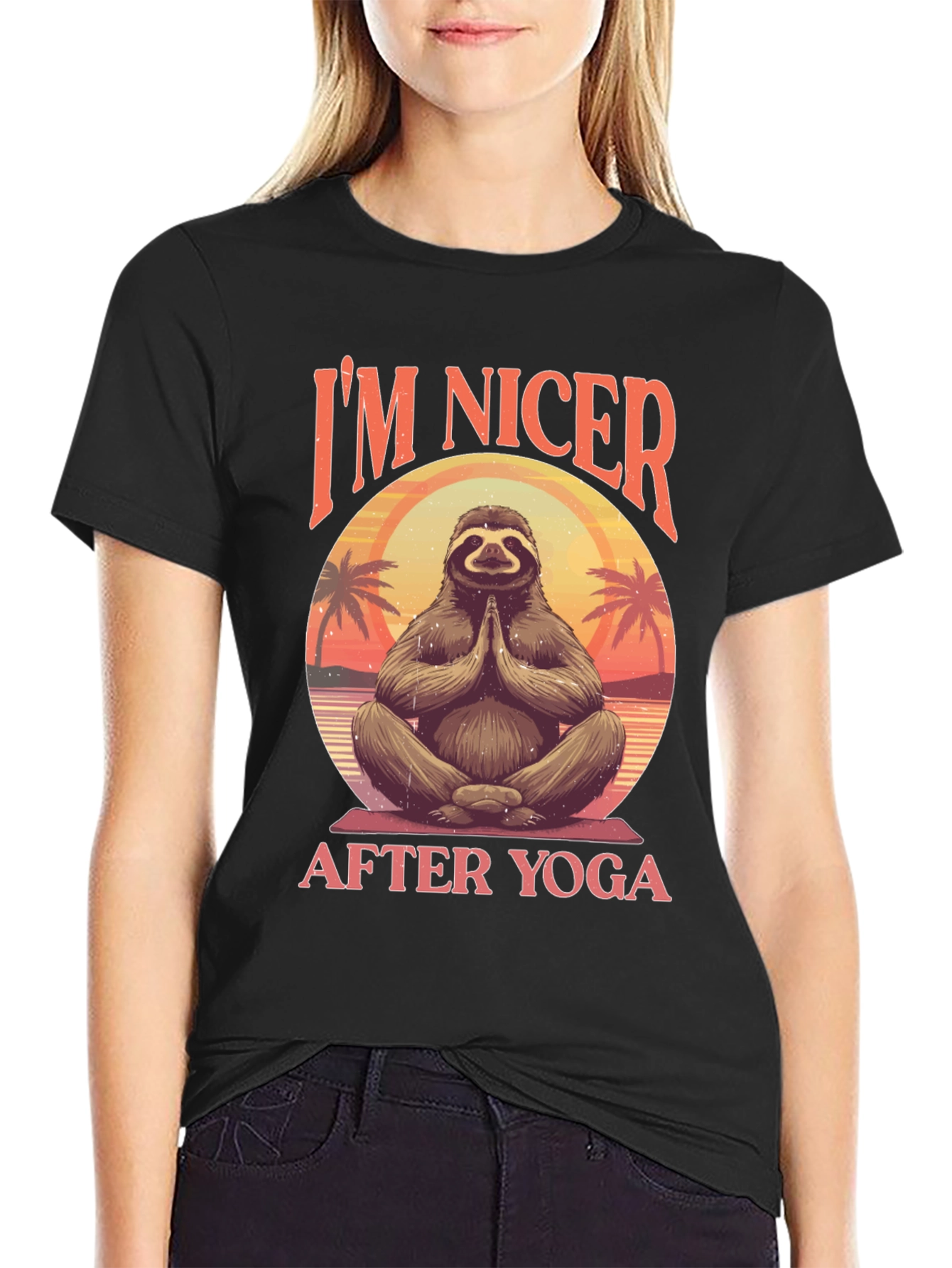 Mens Sloth Yoga Graphic Tee - Im Nicer After Yoga