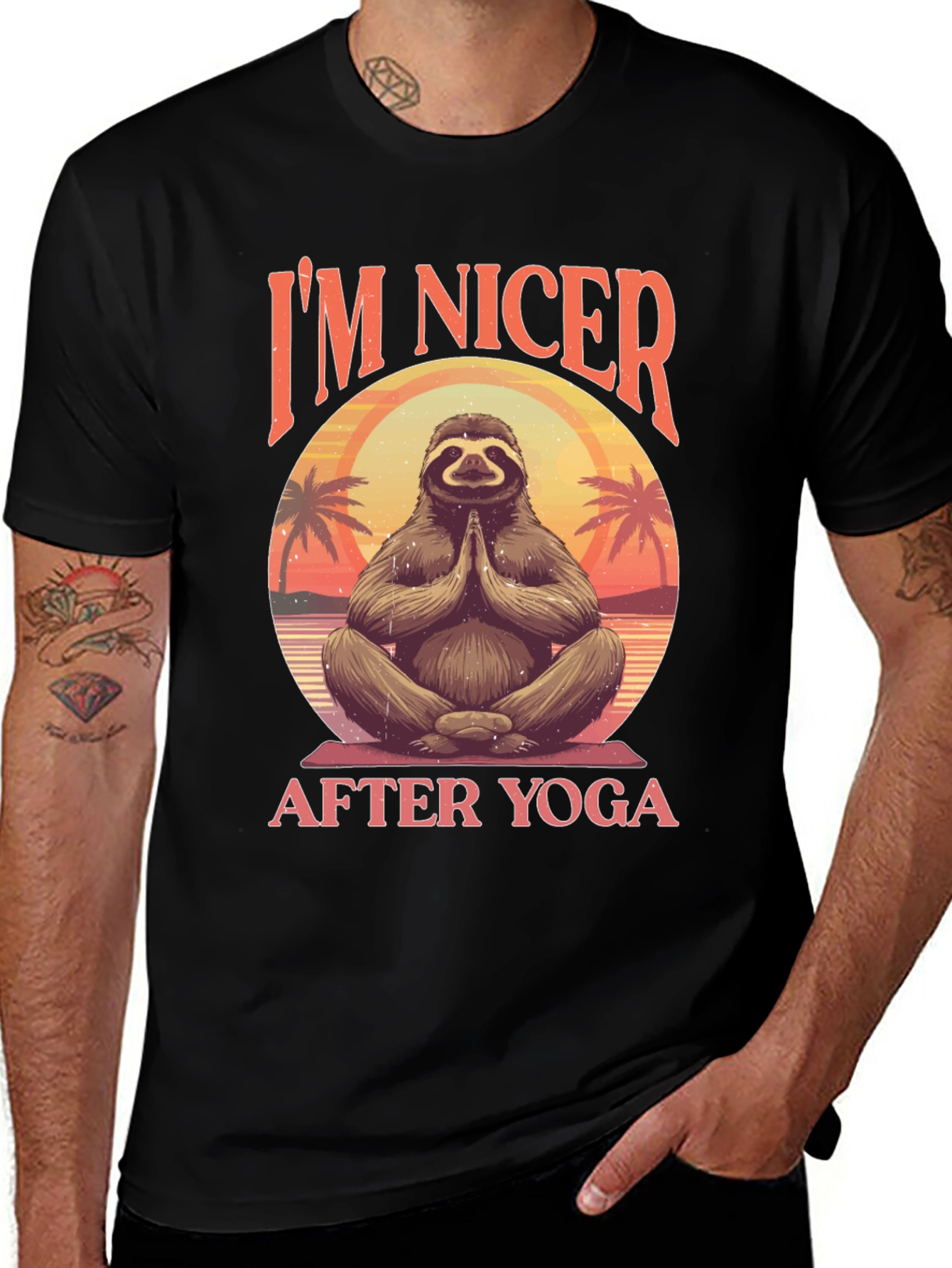 Mens Sloth Yoga Graphic Tee - Im Nicer After Yoga