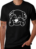 Dog Peek-a-boo Graphic Tee - Black Cotton Blend