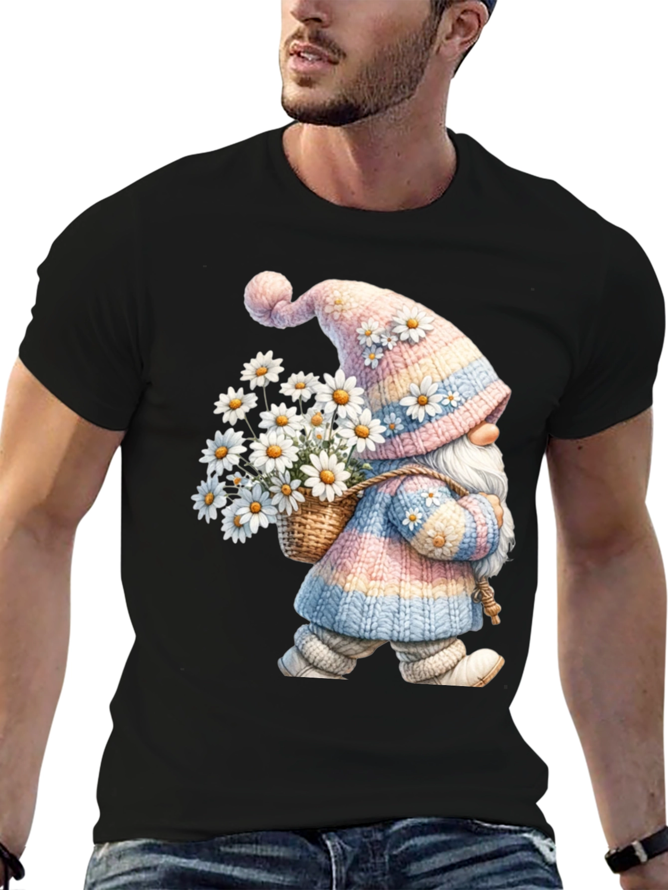 Gnome with Daisies Graphic T-Shirt