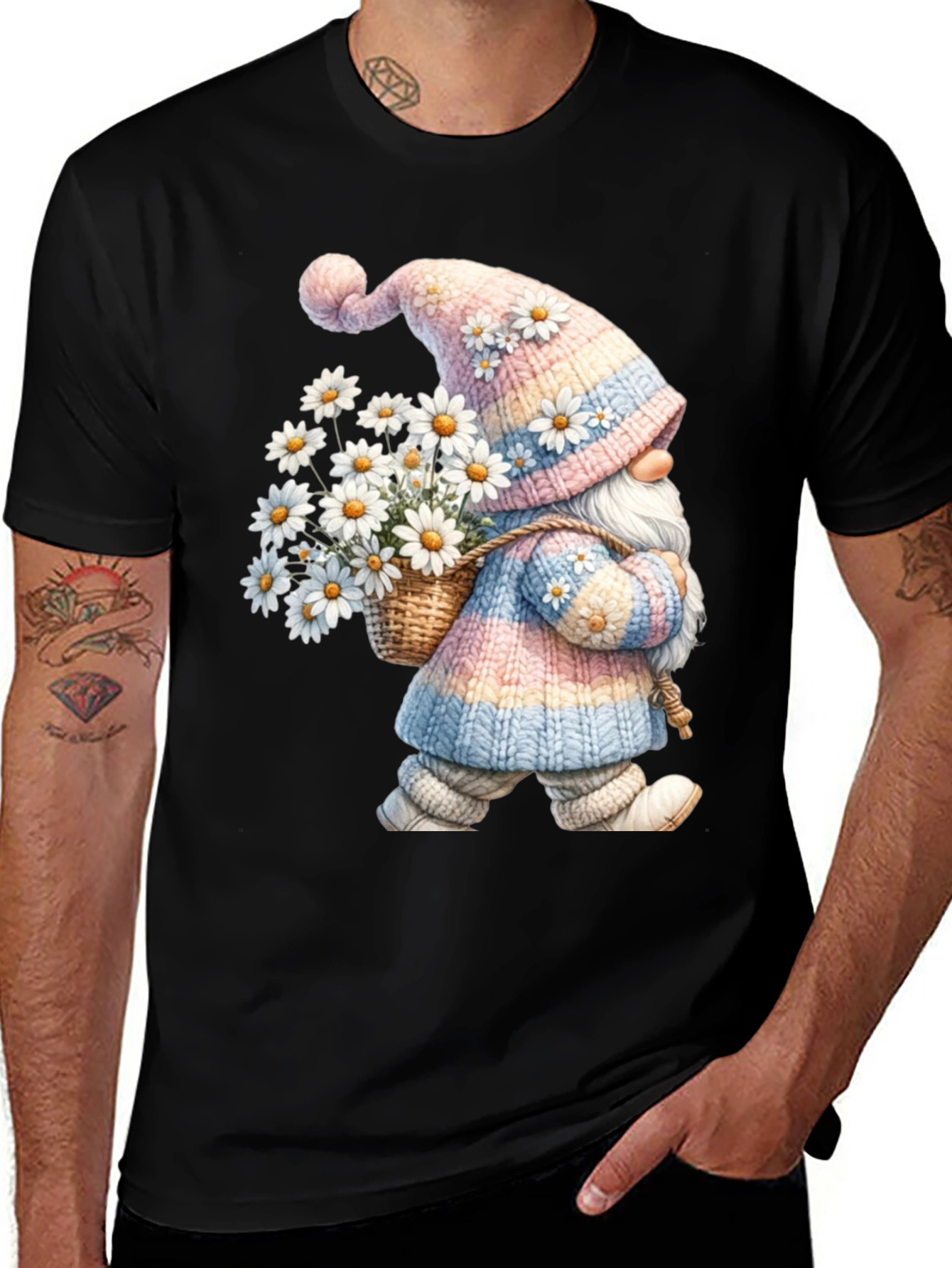 Gnome with Daisies Graphic T-Shirt