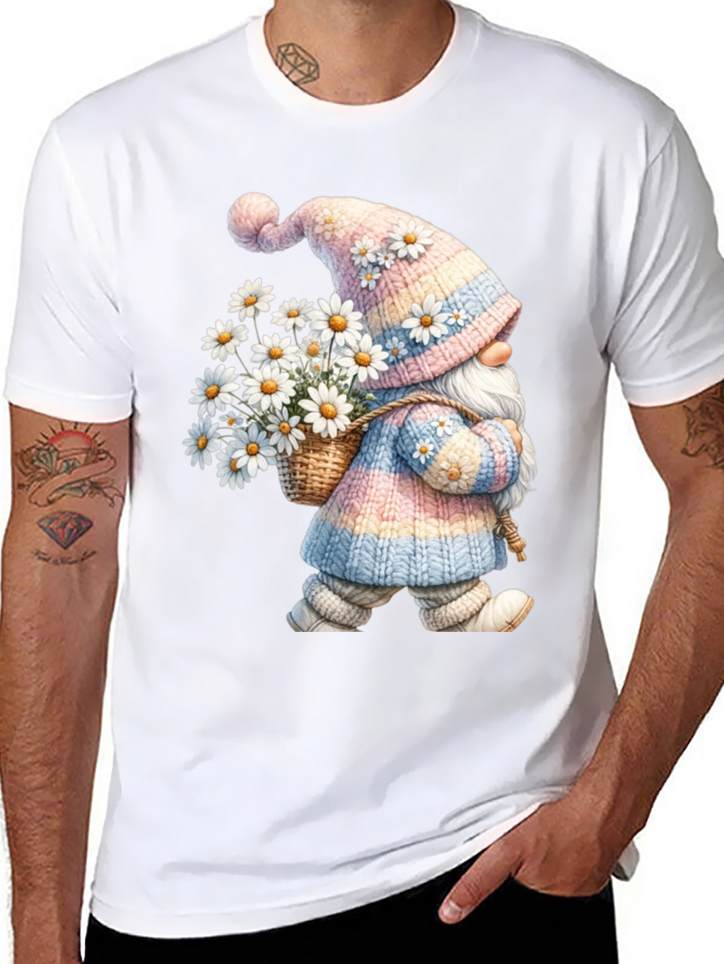 Gnome with Daisies Graphic T-Shirt