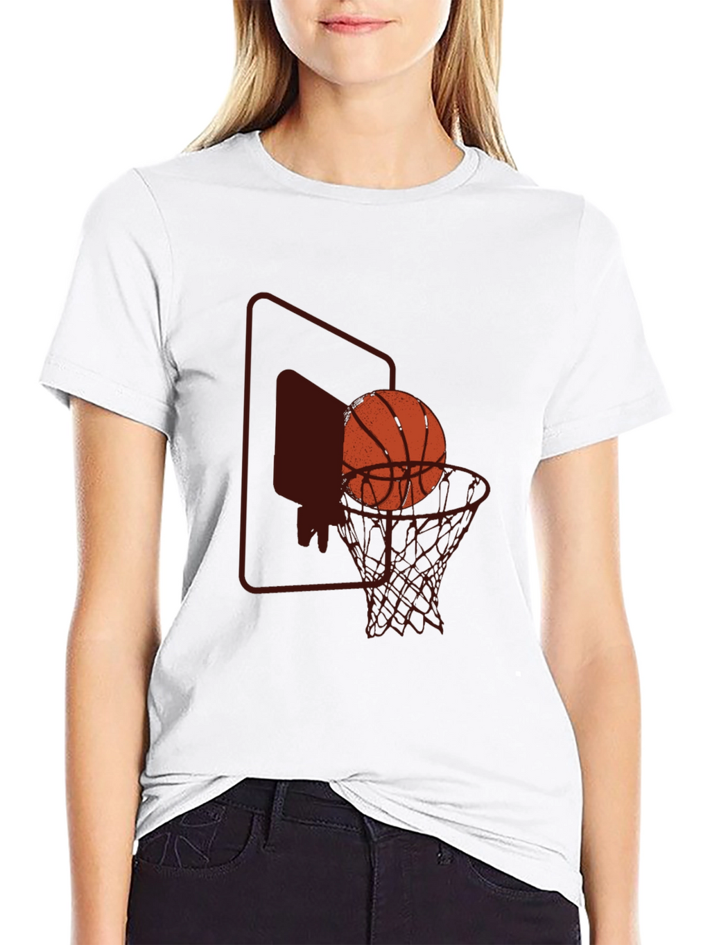 Basketball Graphic Tee - Black Cotton Blend