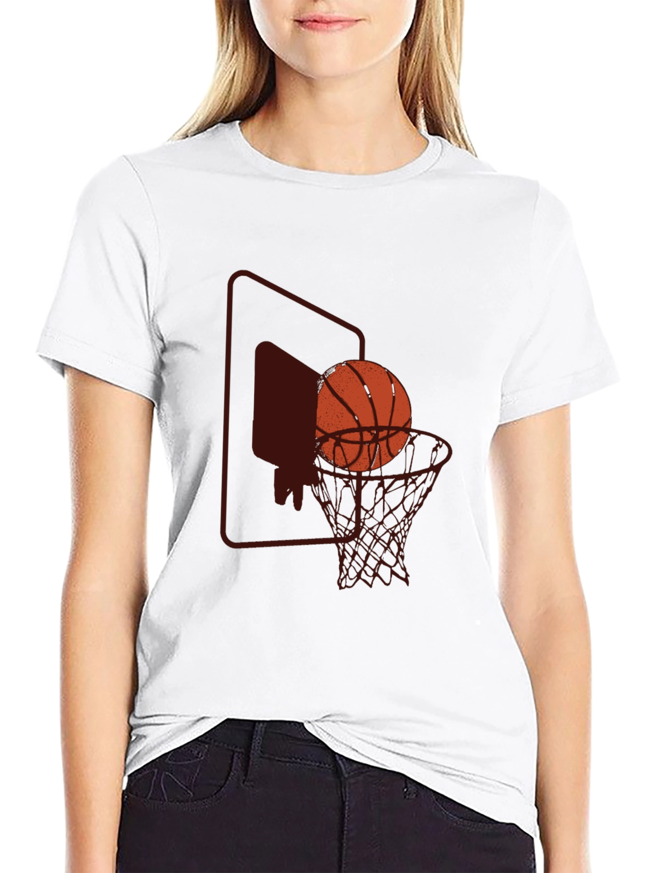 Basketball Graphic Tee - Black Cotton Blend