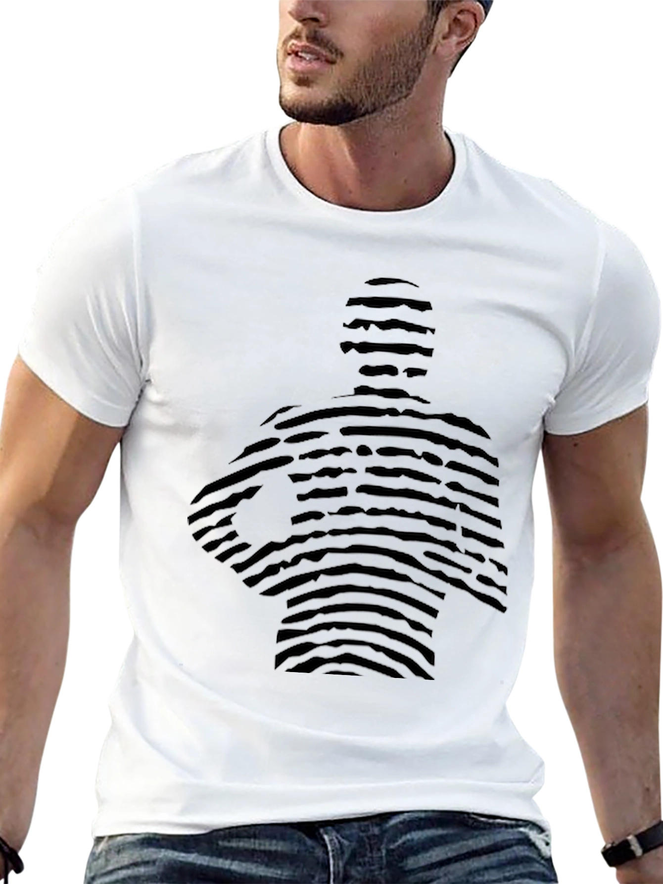 Striped Figure Black Graphic Tee