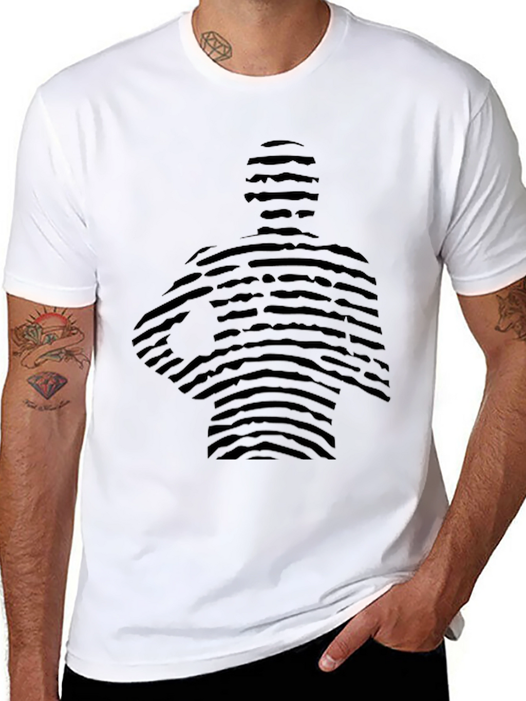 Striped Figure Black Graphic Tee