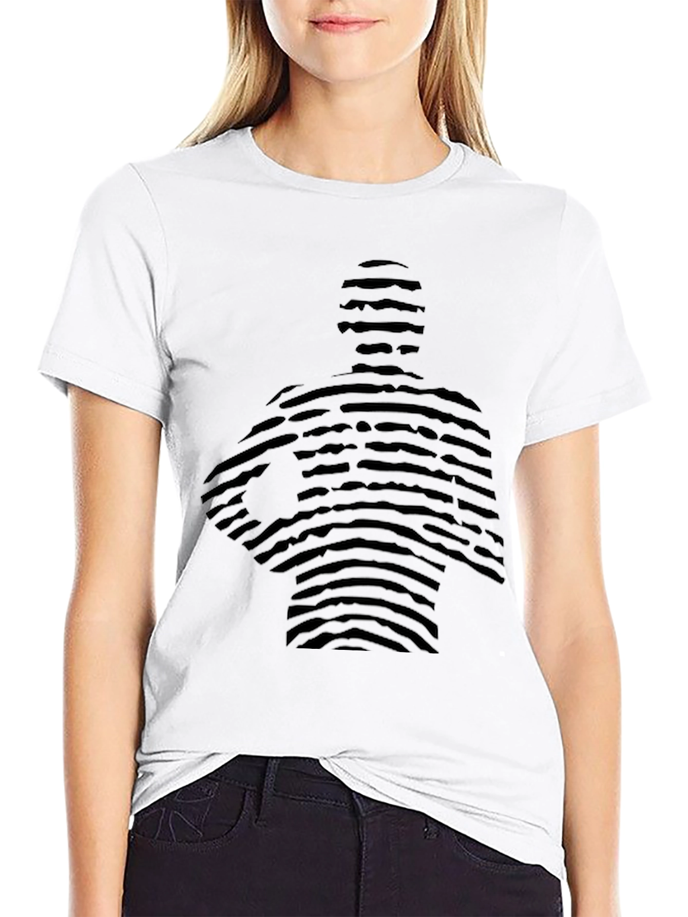 Striped Figure Black Graphic Tee