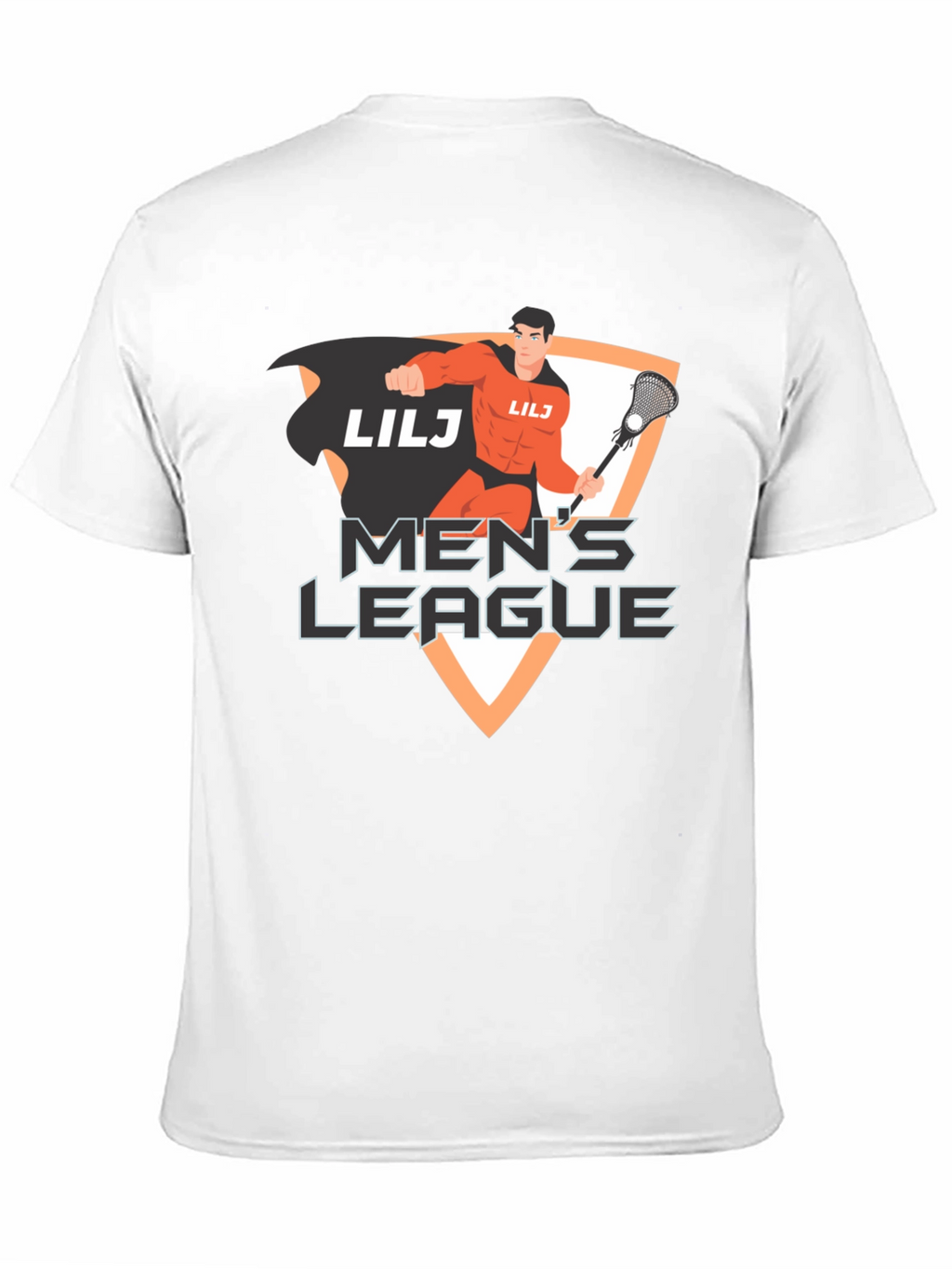 Mens League Lacrosse Superhero Black T-Shirt