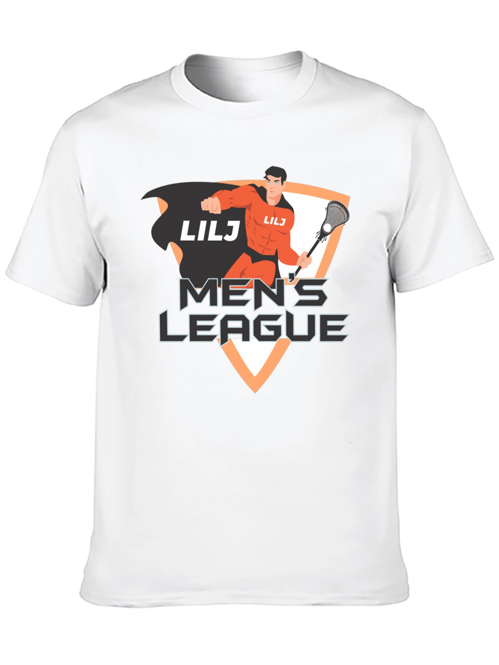 Mens League Lacrosse Superhero Black T-Shirt