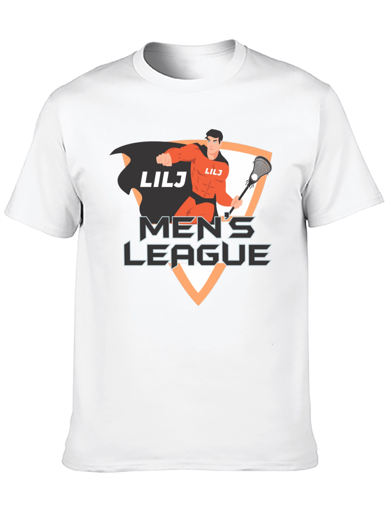 Mens League Lacrosse Superhero Black T-Shirt