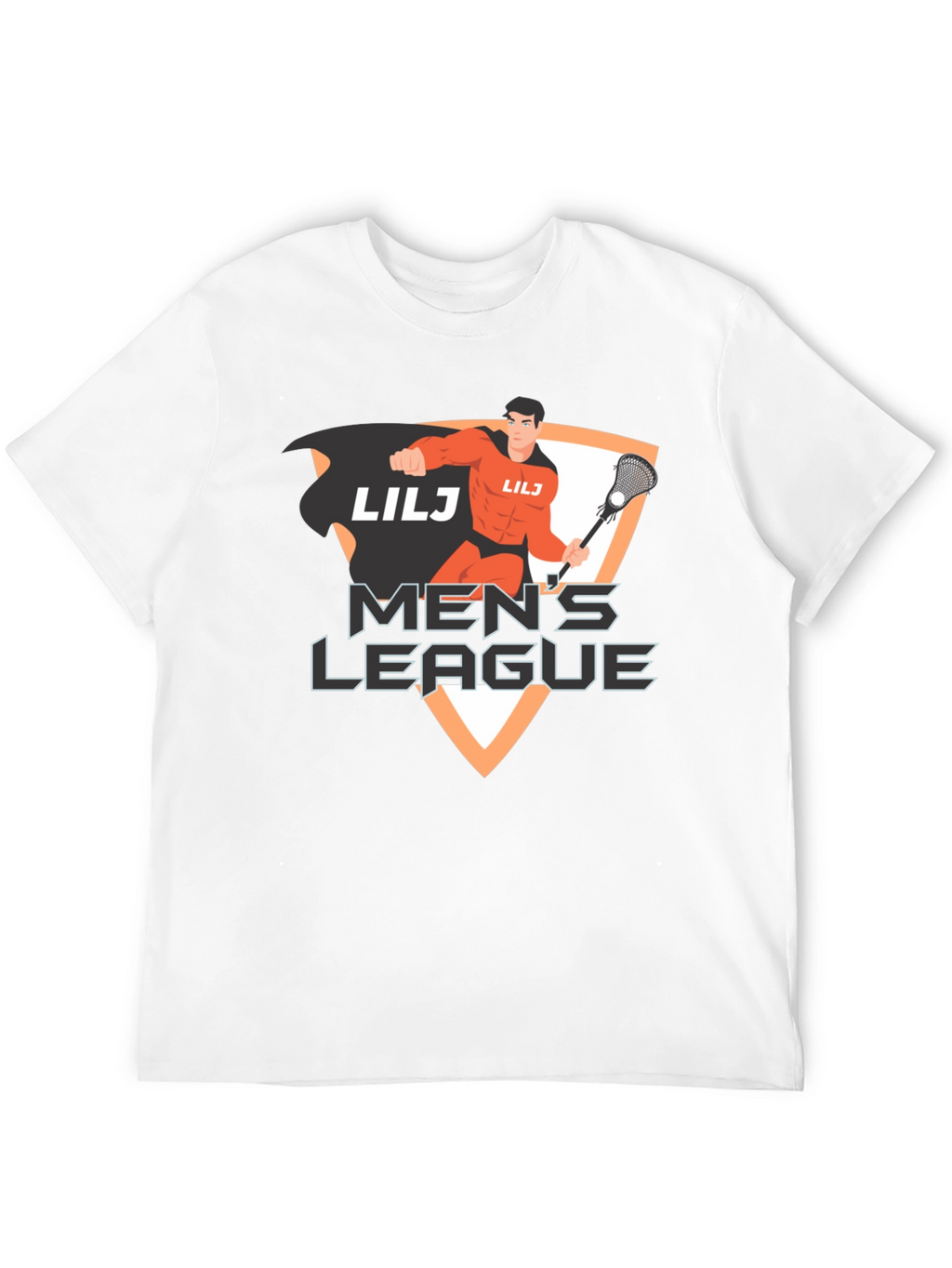 Mens League Lacrosse Superhero Black T-Shirt