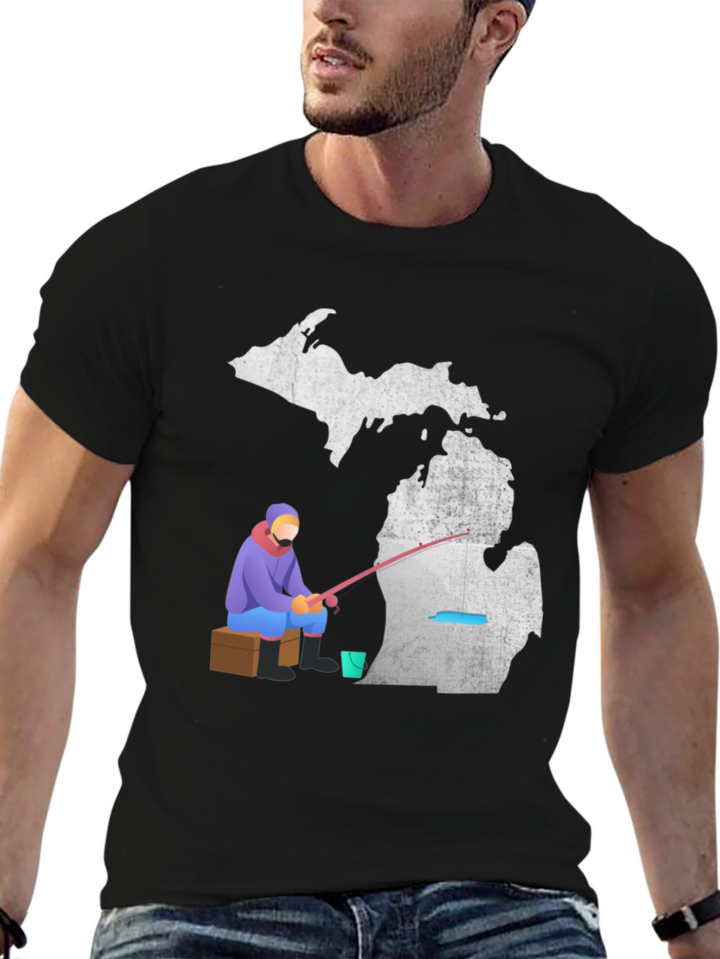 Michigan Fishing Graphic T-Shirt