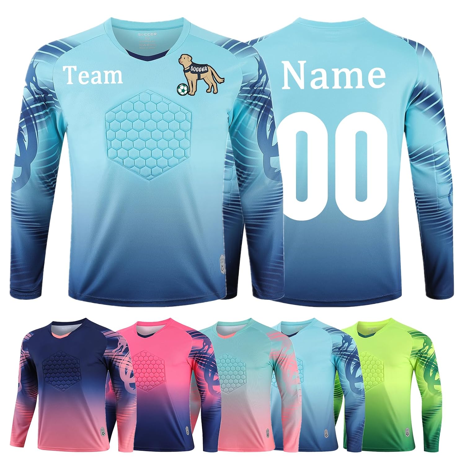 Custom Soccer Goalie Jersey with Name, Number & Team Logo for Youth & Adults