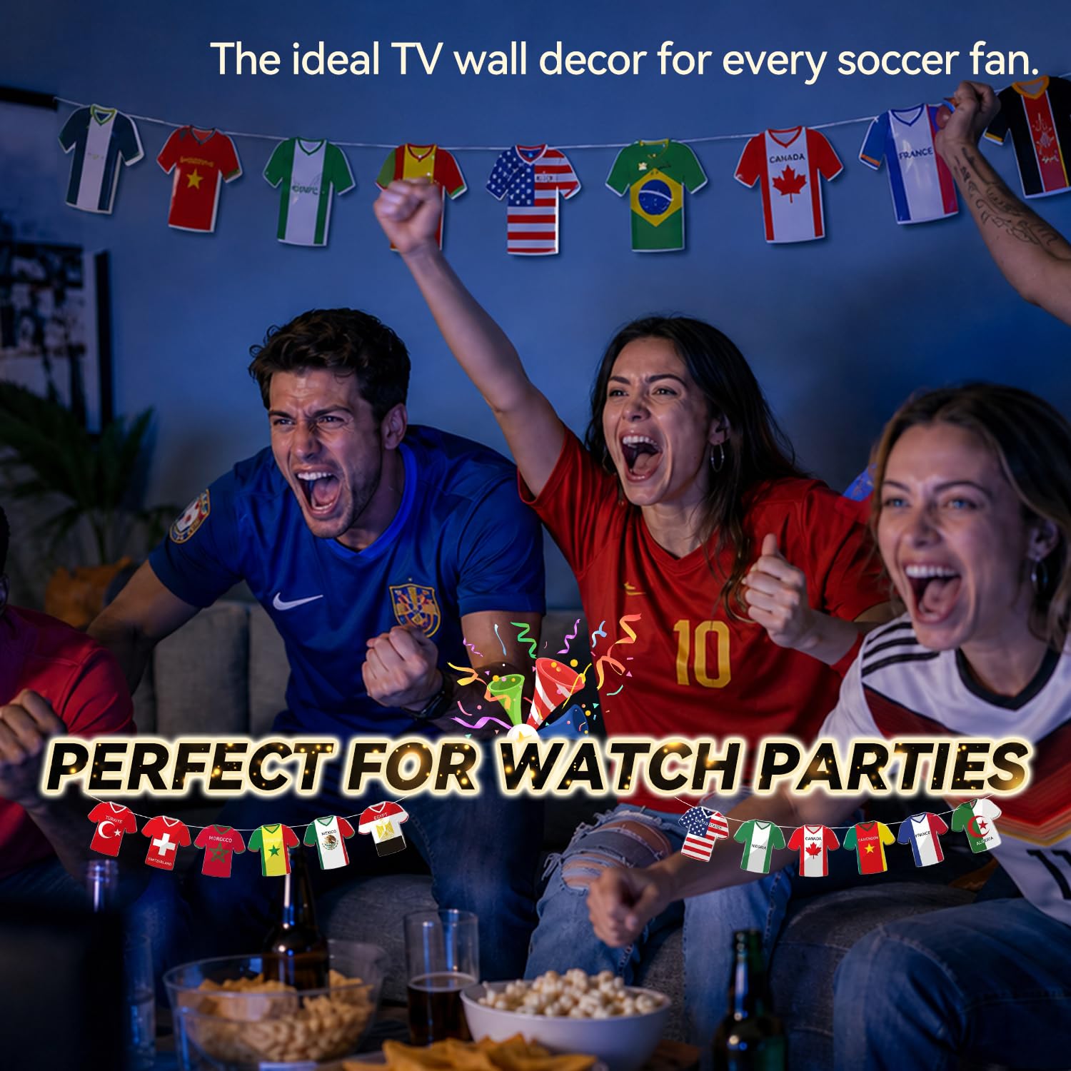 2026 World Cup Soccer Jersey Flag Banner, Flags of the World Bunting Garland, 49