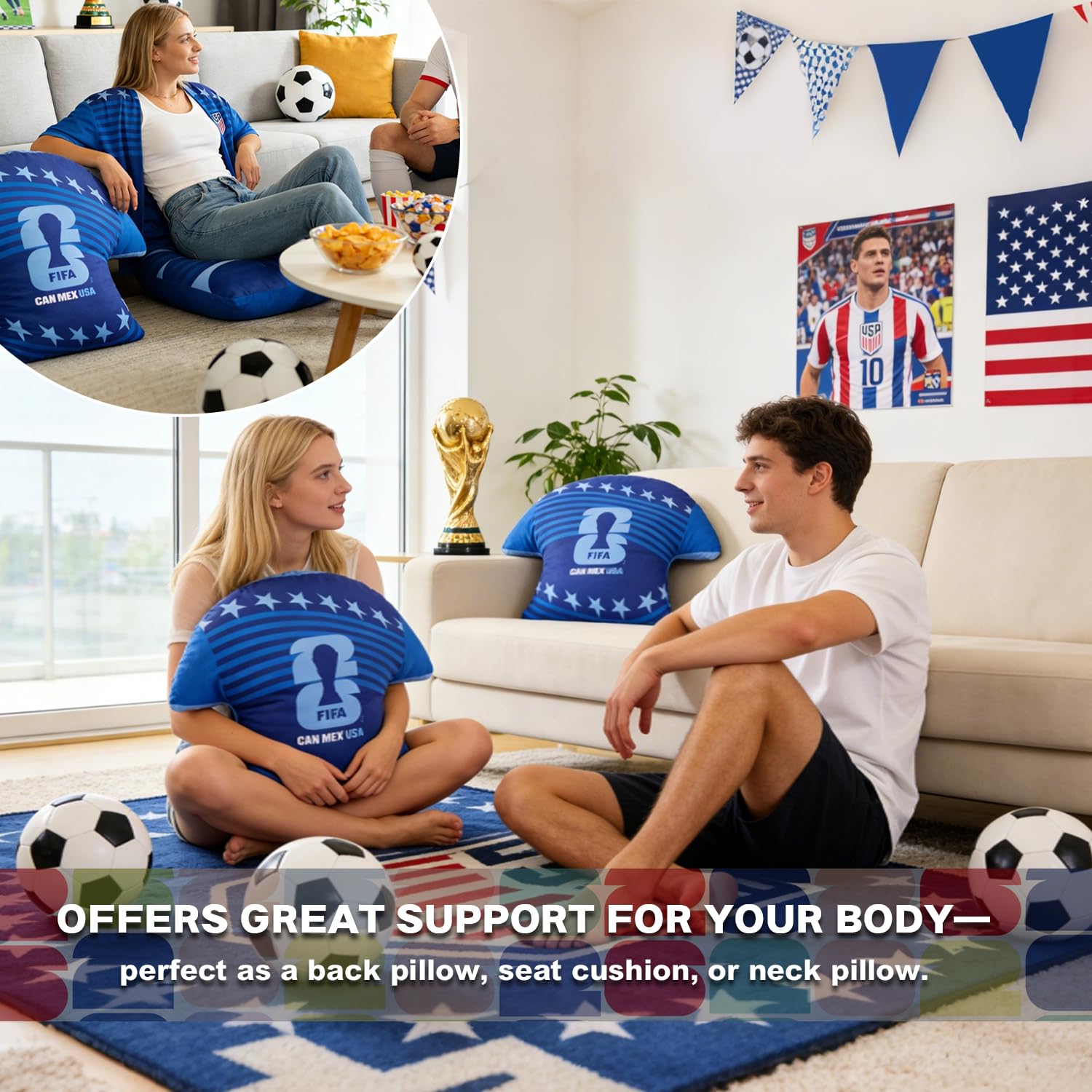FIFA World Cup 2026 Soccer Jersey Plush Throw Pillow