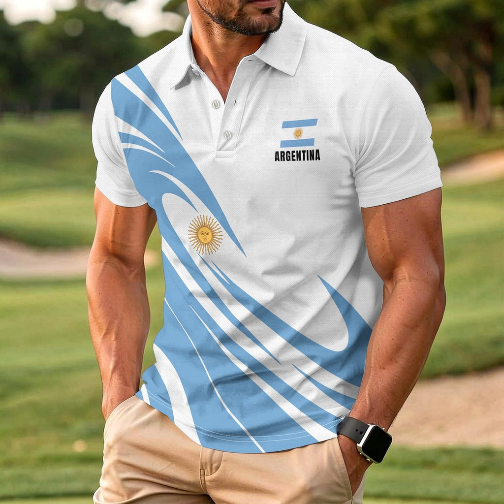Men's Short Sleeve Novelty Polo Shirt Moisture Wicking Casual Top