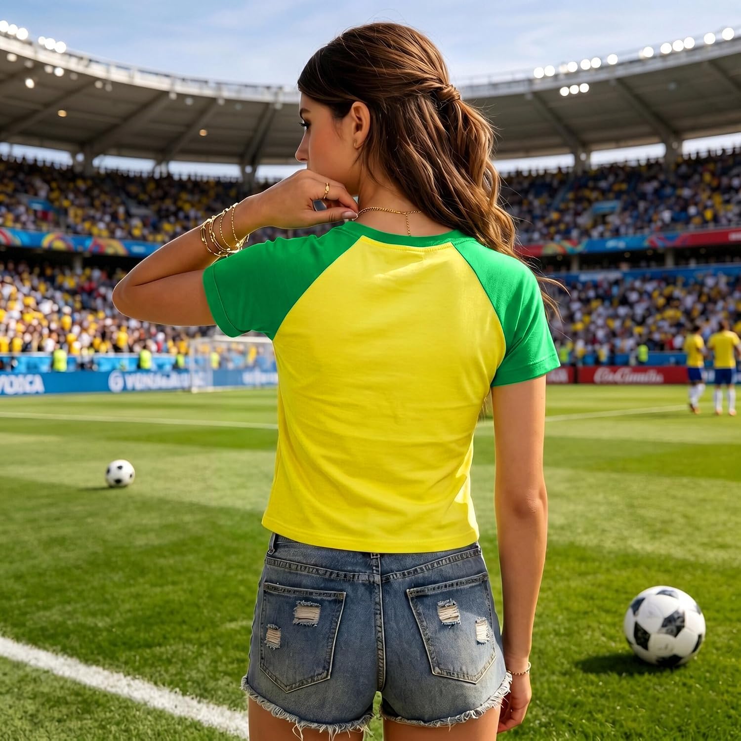 Brazil Mexico Soccer Jersey - Short Sleeve Crop Top Streetwear