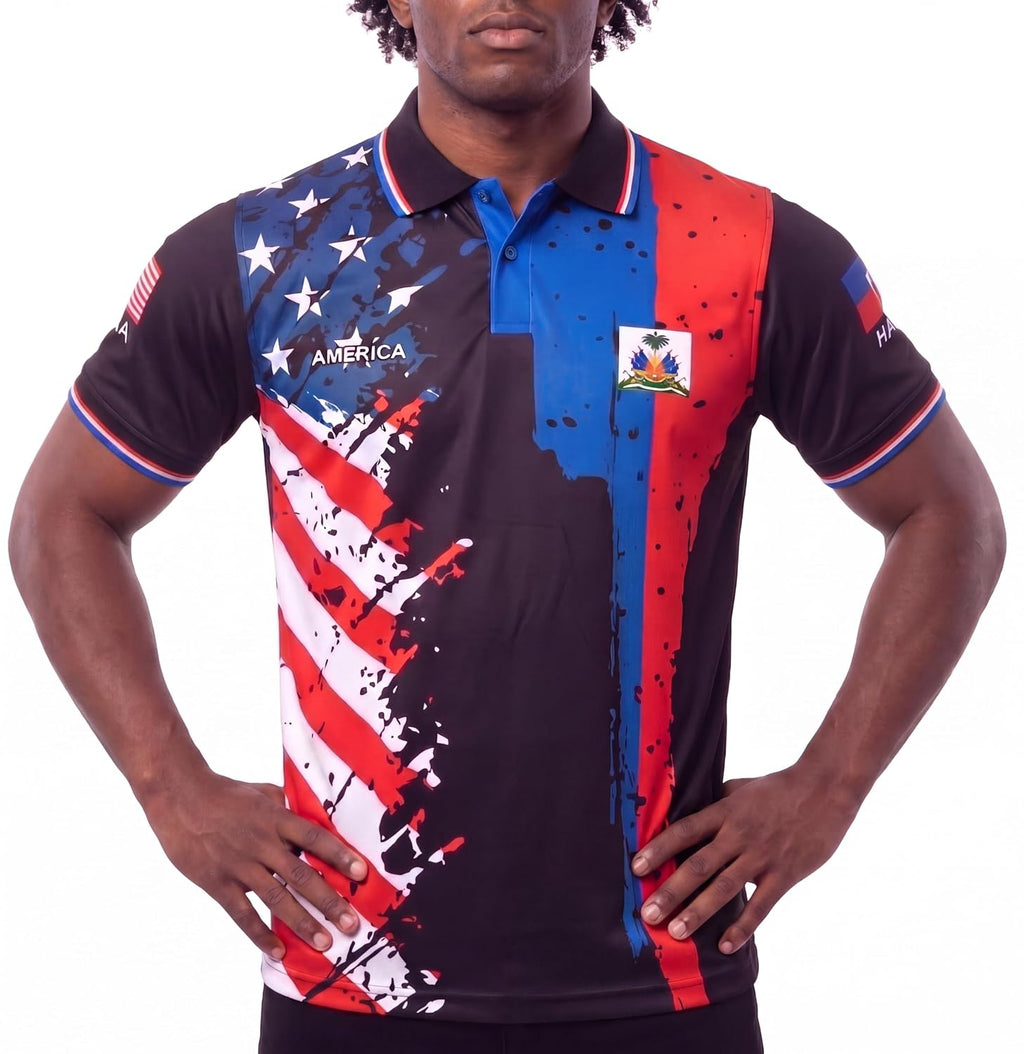 USA Split Polo Collar Soccer Jersey – Flag Shirt for Men Women