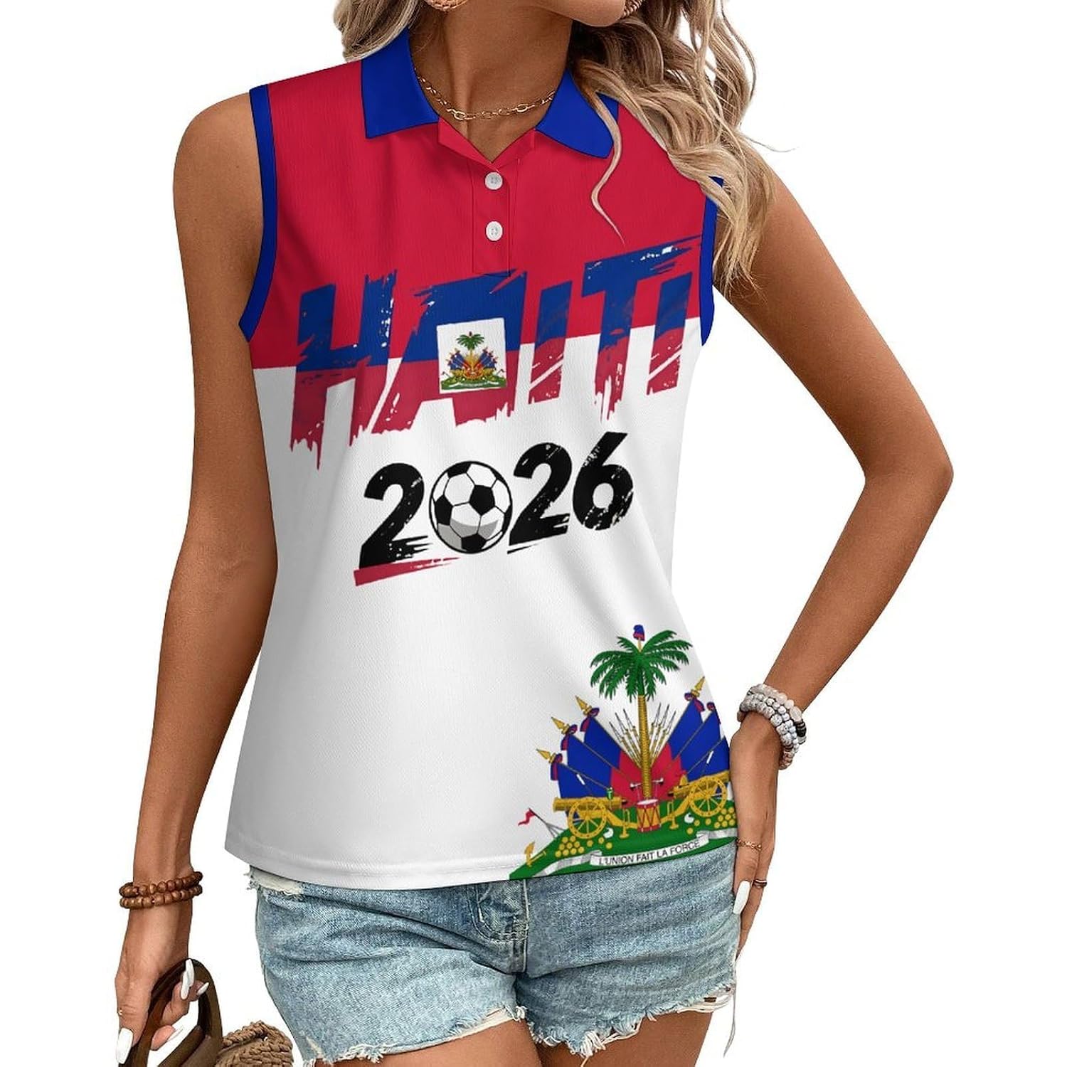 Sleeveless Soccer Jersey for Women - Graphic Tank Top for Fans