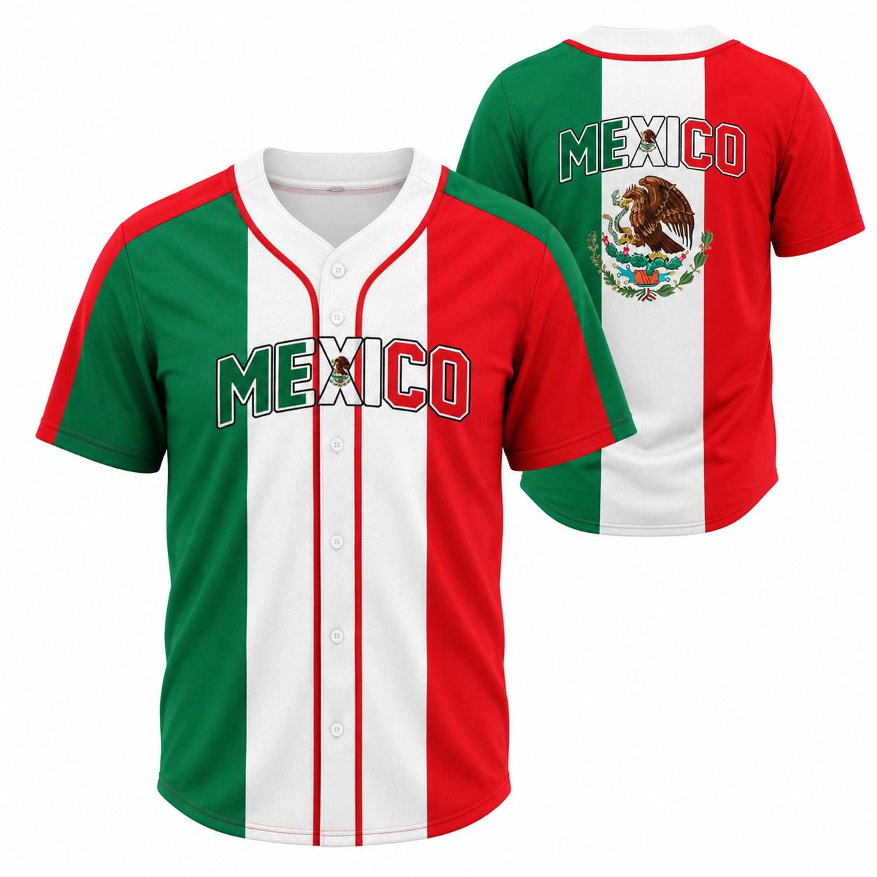 Mexico Soccer Jersey Women's Fan Shirt - Mexican Flag Button Down Top