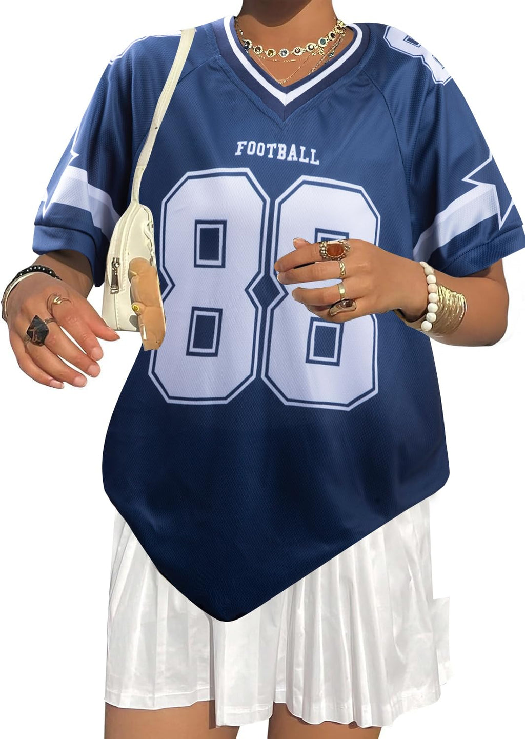 Oversized Soccer Jersey Shirt for Women - Number 7 Graphic Tee