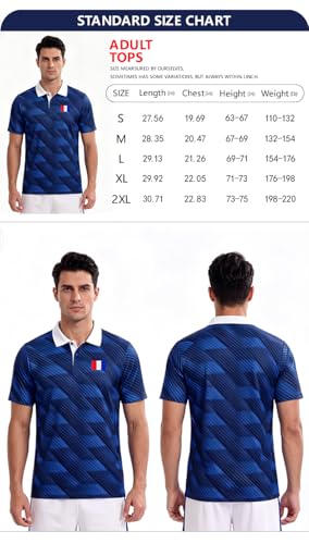 Men's France Flag Soccer Jersey, Blue Geometric Pattern, Short Sleeve, S-2XL