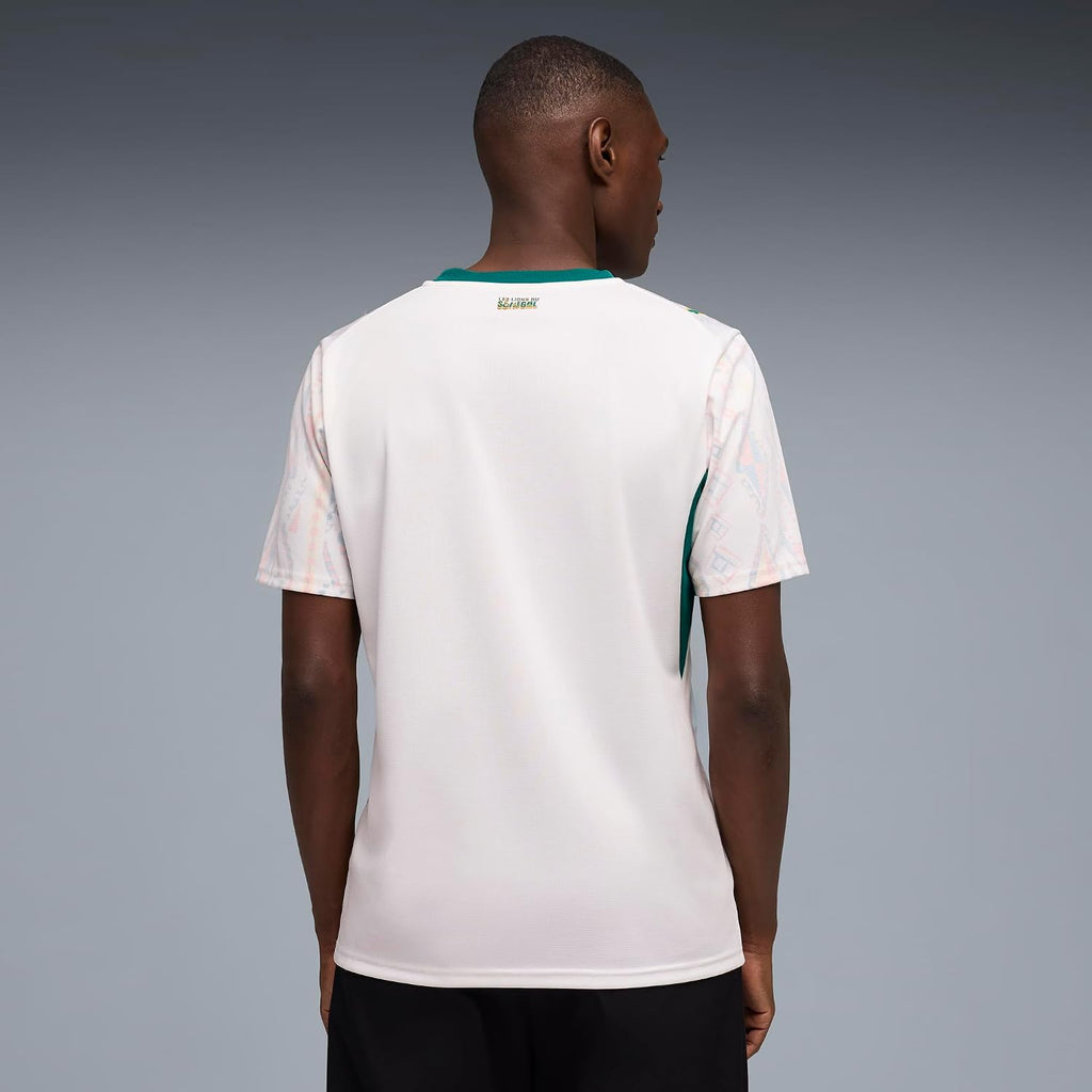 Men's Senegal Home Soccer Jersey, White-Wild Green, Replica Cloth