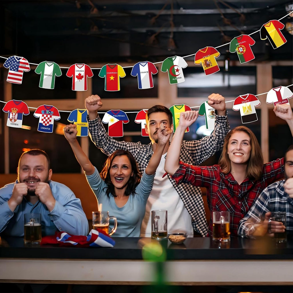 50-Count World Cup Soccer Flags Bunting Banner, International Country String Flags for Decor