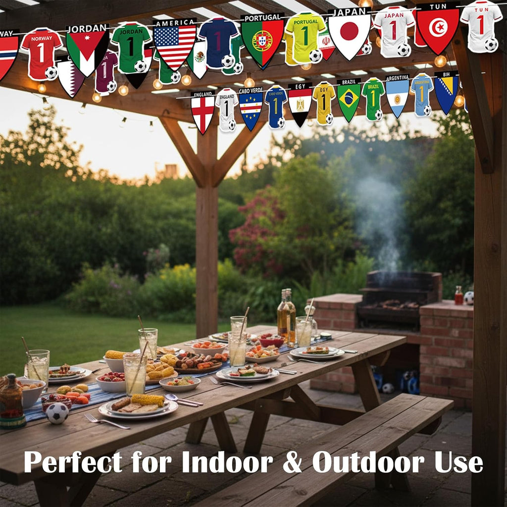 2026 World Cup Soccer Party Decorations - 48 Nations Flag Jersey Banner, Cloth