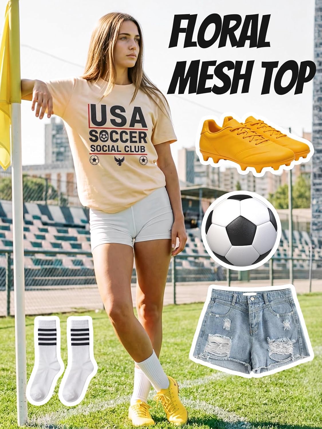 USA Soccer Club Women's Short Sleeve Tee - Game Day Soccer Mom Shirt