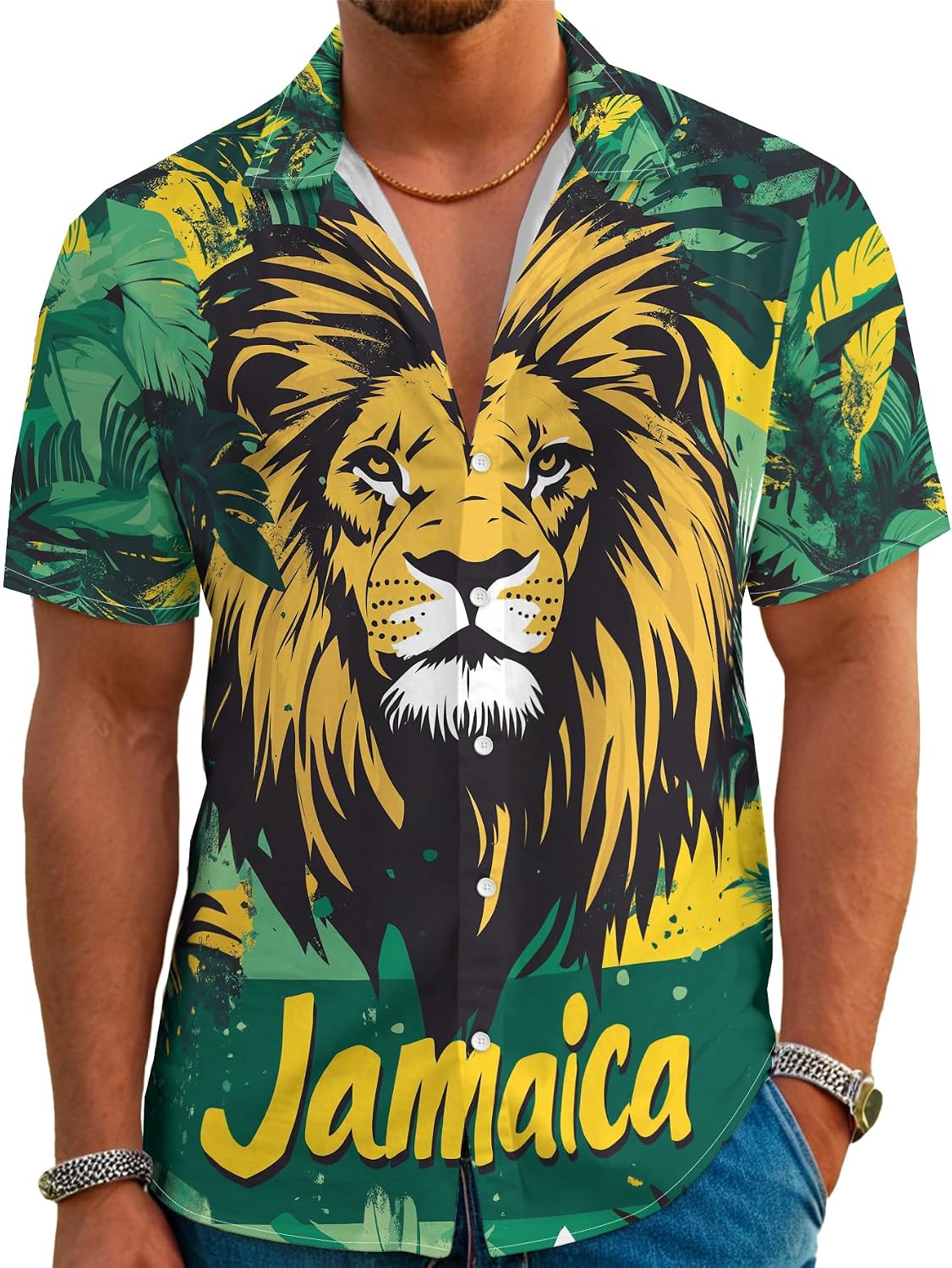 Men's Short Sleeve Casual Button Down Hawaiian Shirt Tropical Print