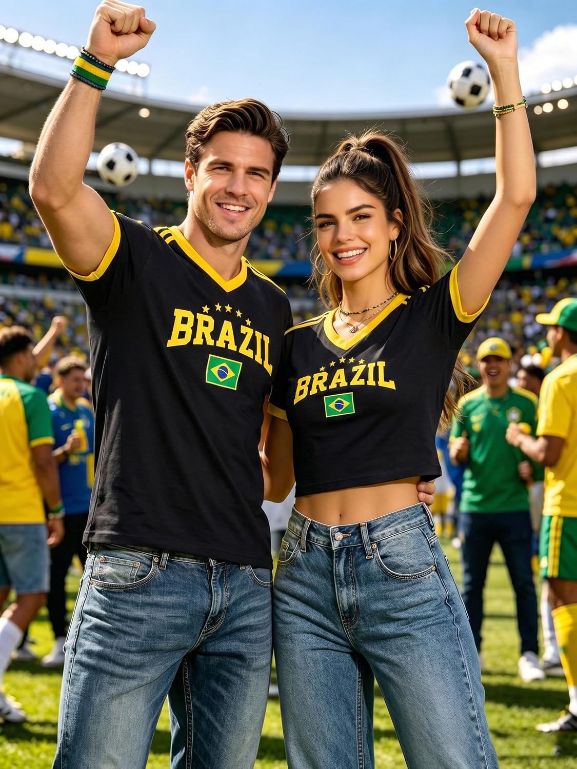 Soccer Cup 2026 Brazil Argentina Mexico Jersey V-Neck T-Shirt for Couple