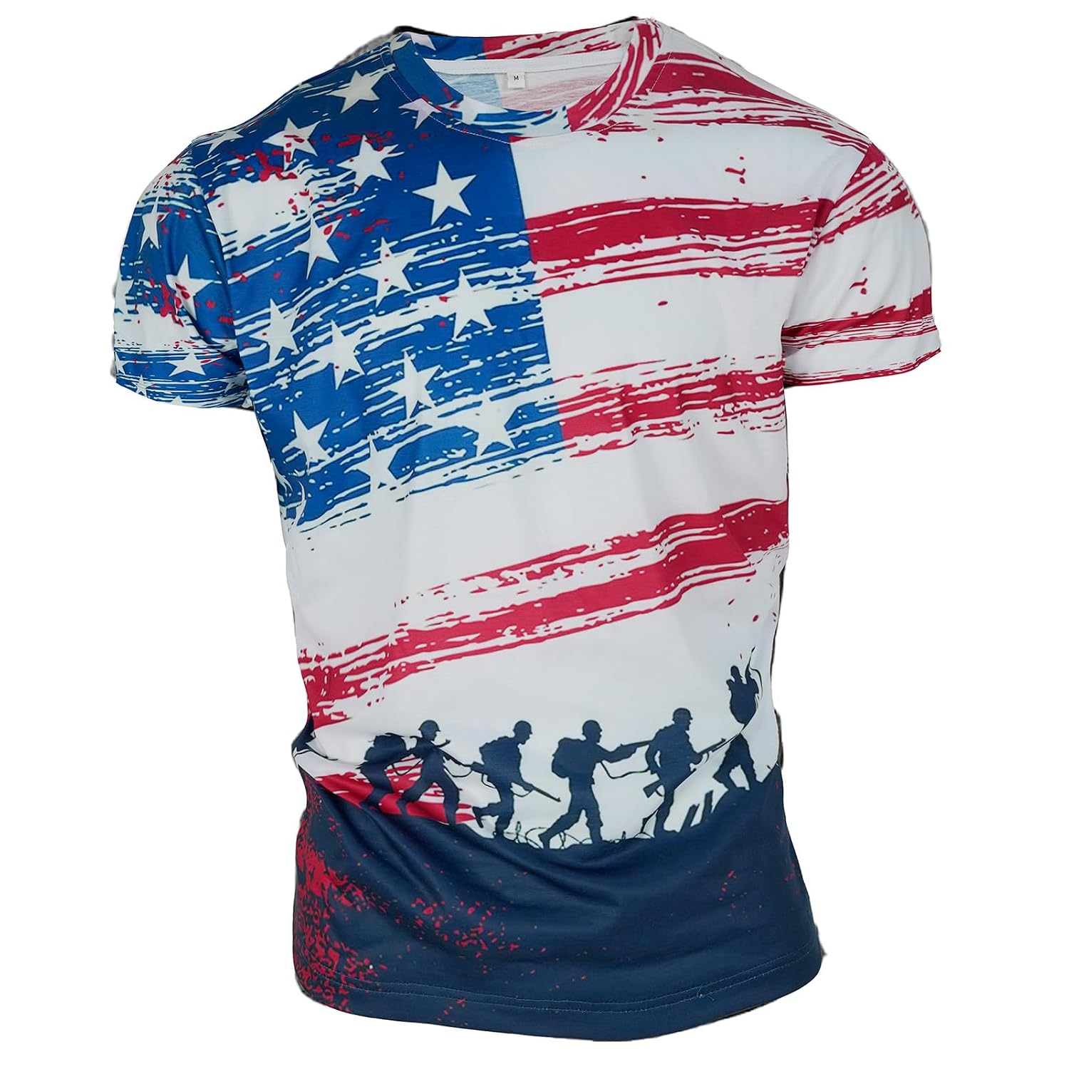 American Flag Patriotic USA Tee, 4th of July Short Sleeve Shirt for Men