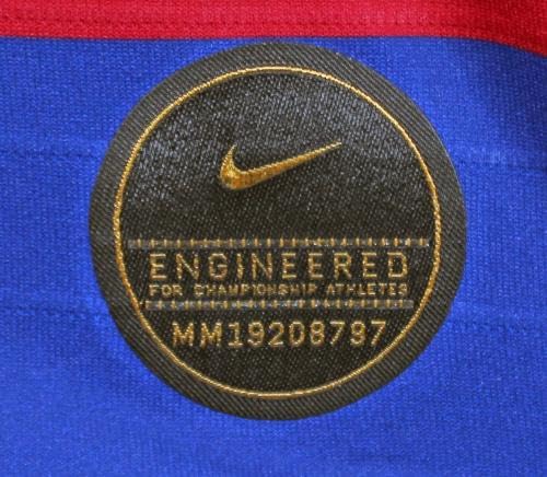 Barcelona Messi Red Checkerboard Soccer Jersey - Autographed