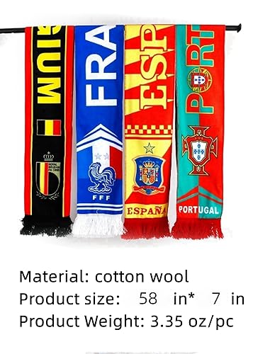 Soccer National Team Scarves 2-Pack, Double-Side Logo Print, Soft Cloth Fans Souvenir