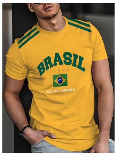 Men's Soccer Jersey Short Sleeve Letter Graphic T-Shirt