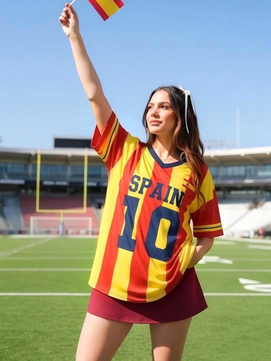 Women's Oversized Soccer Jersey V-Neck Tee