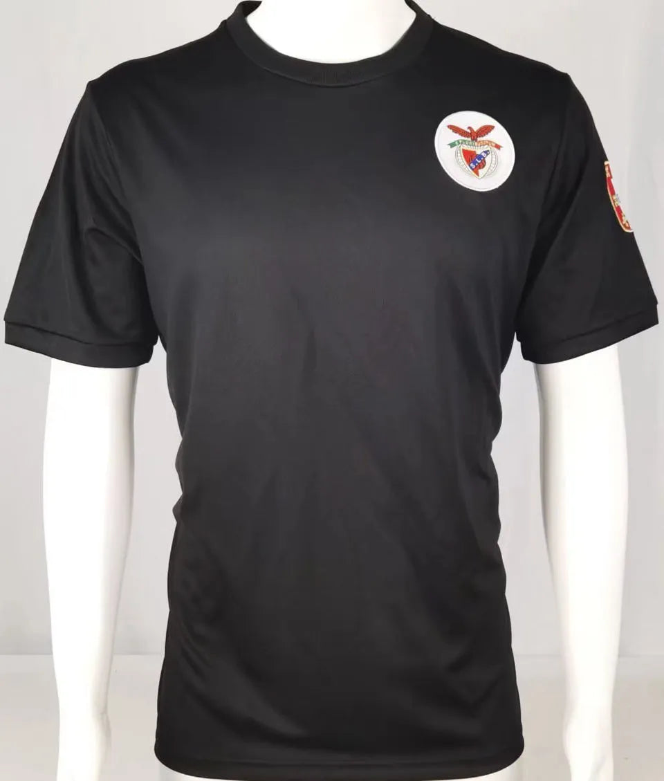 1973/74 Ben-fica Away Black Retro Soccer Jersey Front
