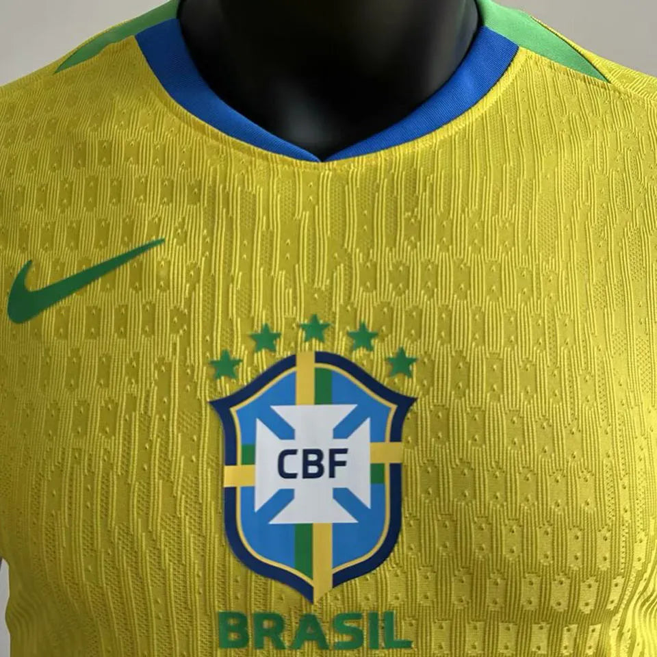 2025/26 Brazil Home Yellow Player Version Jersey Detail 1