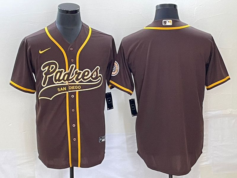 Men's San Diego Padres Brown Replica Blank Jerseys Joint Edition