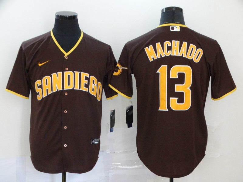 Men's San Diego Padres #13 Manny Machado Brown Stitched Jerseys