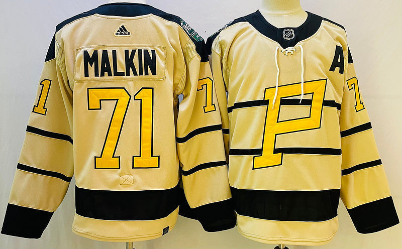 Men's Pittsburgh Penguins Evgeni Malkin #71 Yellow Game Jerseys