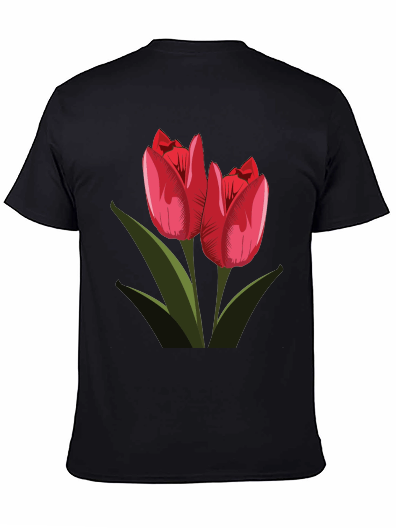 Tulip Graphic Tee - Stylish Black T-Shirt for Flower Lovers