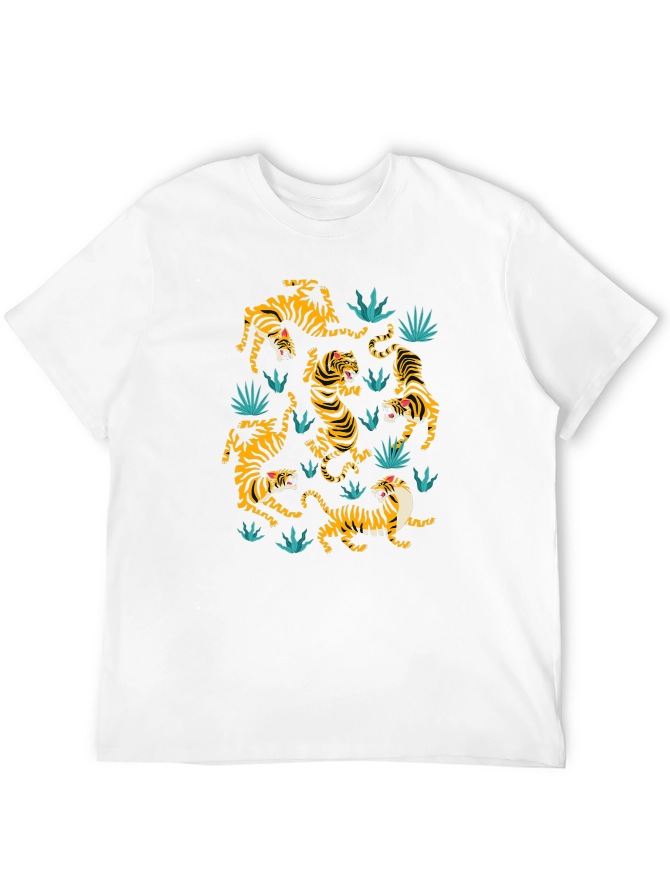 Tiger Pattern Graphic Print Black T-shirt
