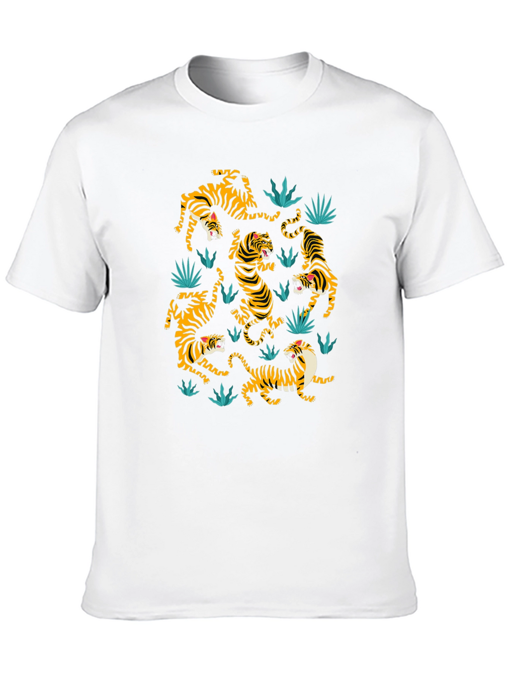 Tiger Pattern Graphic Print Black T-shirt