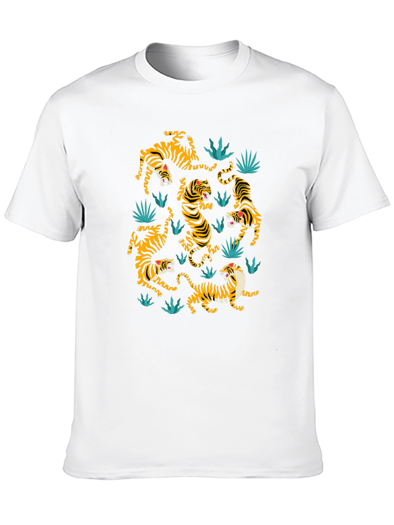Tiger Pattern Graphic Print Black T-shirt