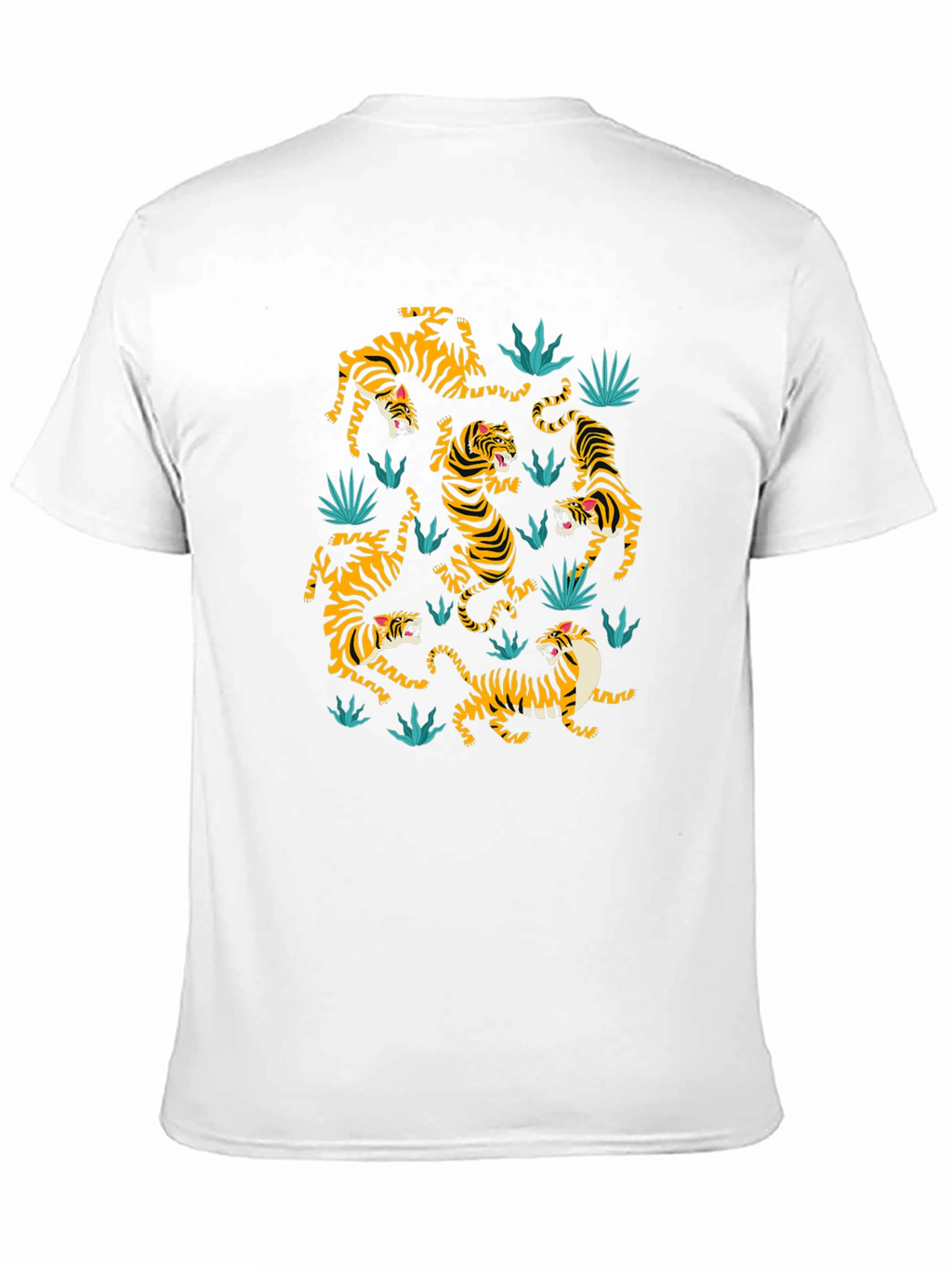 Tiger Pattern Graphic Print Black T-shirt