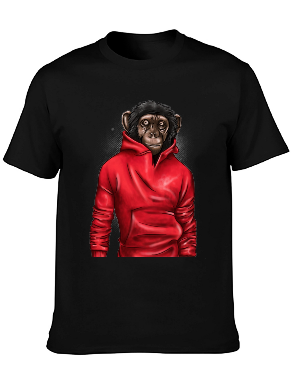 Chimpanzee in Hoodie Graphic Tee - Black T-Shirt